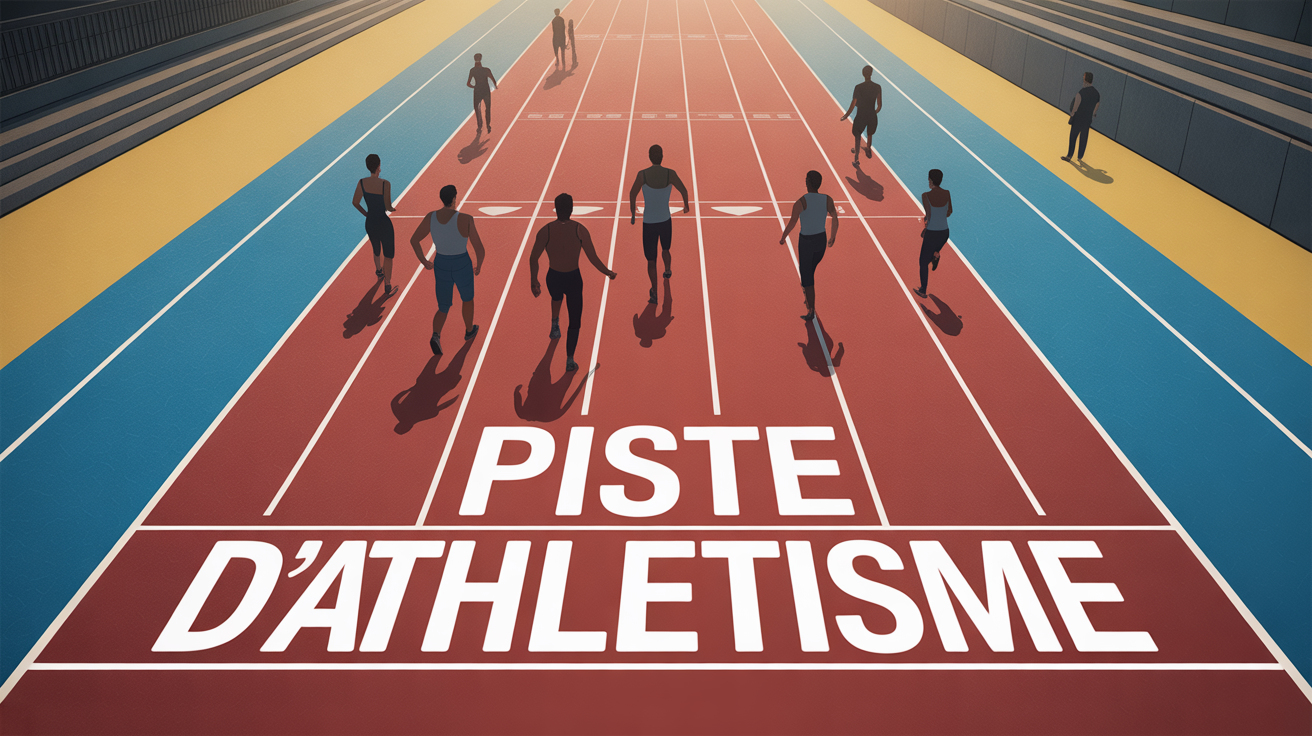 vue stylisee piste d'athletisme silhouettes coureurs