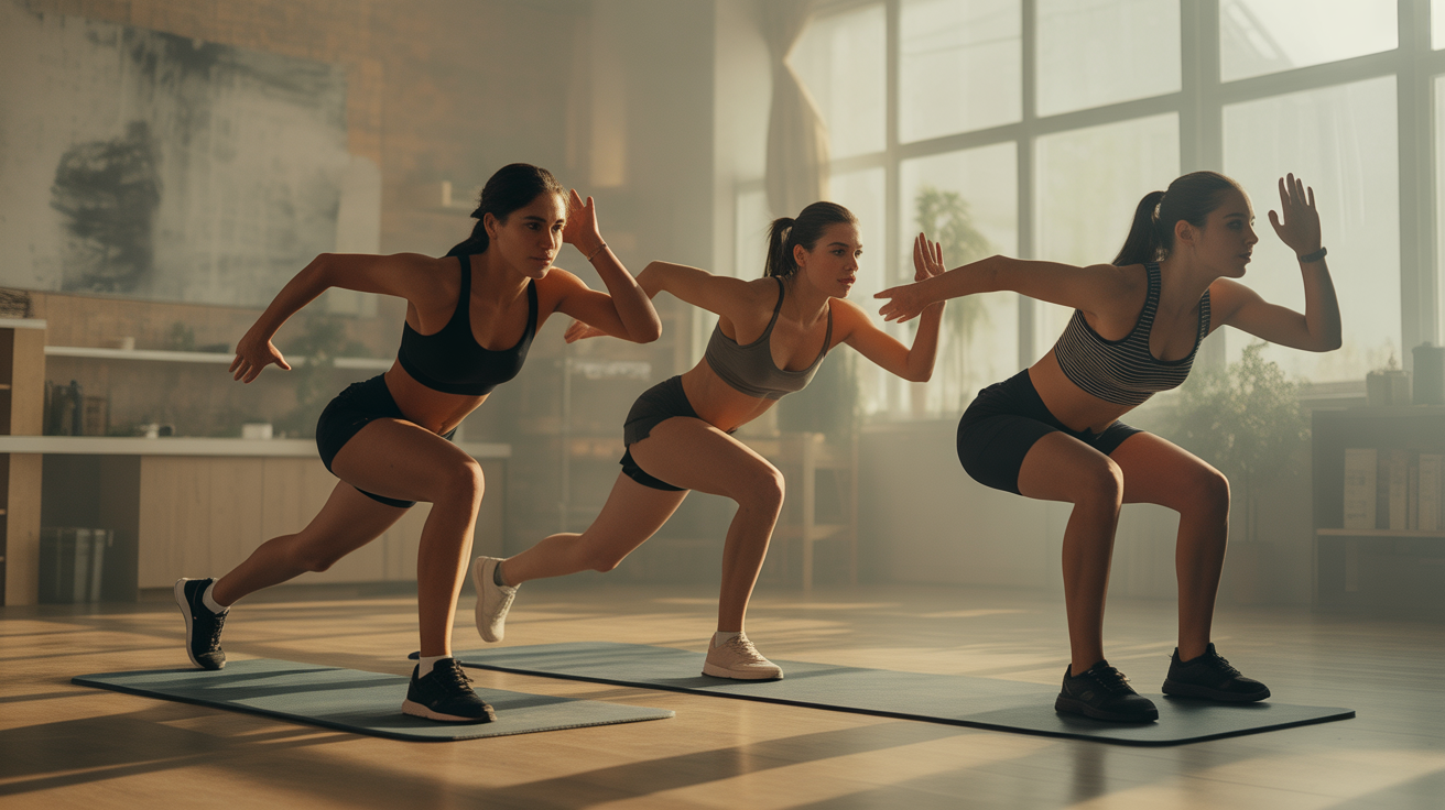 Femmes réalisant exercices variés WOD cardio