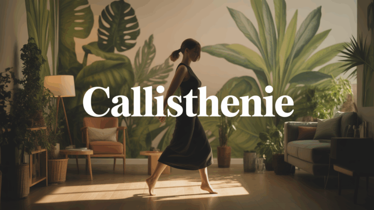 Femme pratique callisthenie salon ambiance douce