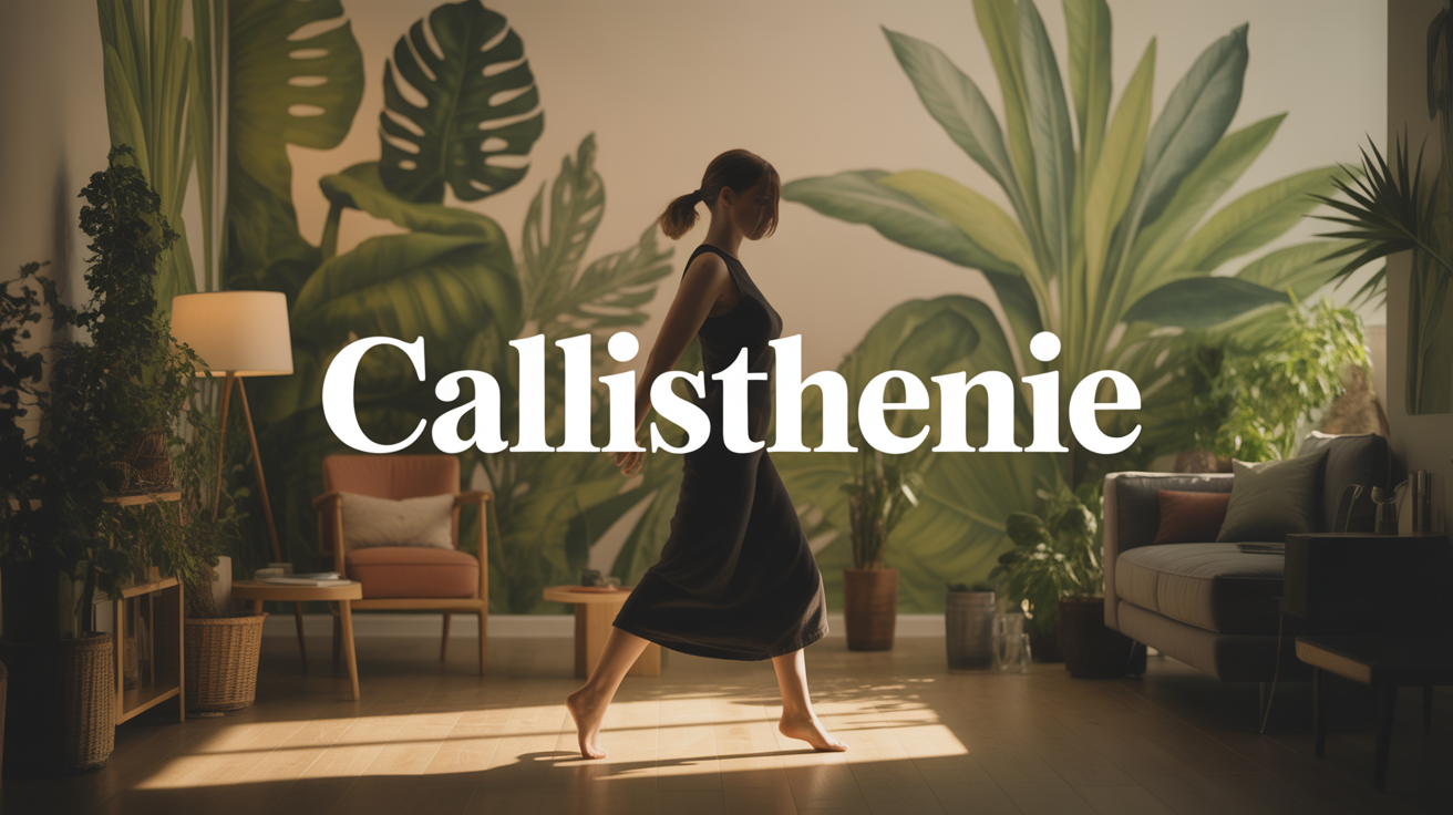Femme pratique callisthenie salon ambiance douce