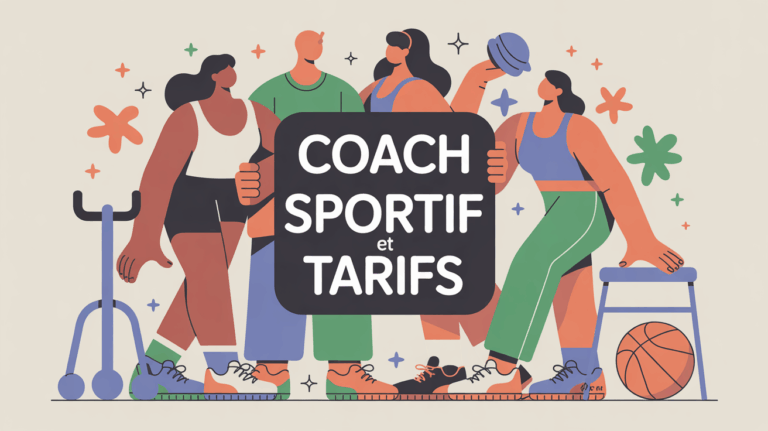 Silhouettes coach sportif et clients, ambiance dynamique, accessoires de sport