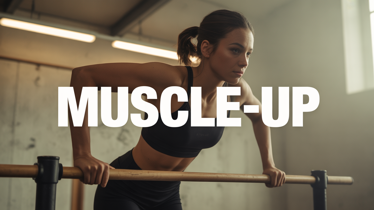 athlete femme effectuant muscle up barre