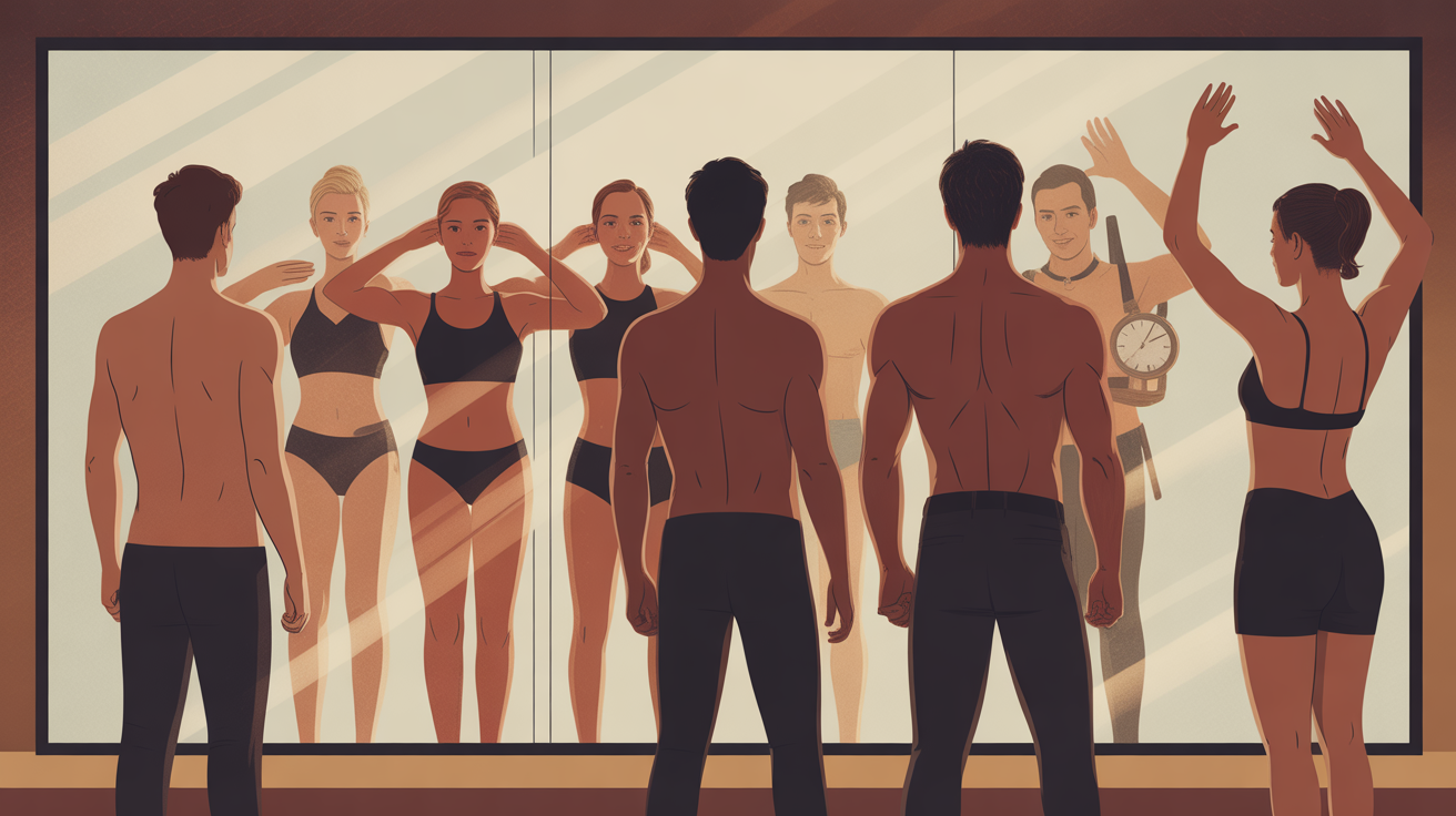 Silhouettes hommes femmes et obstacles abdos visibles