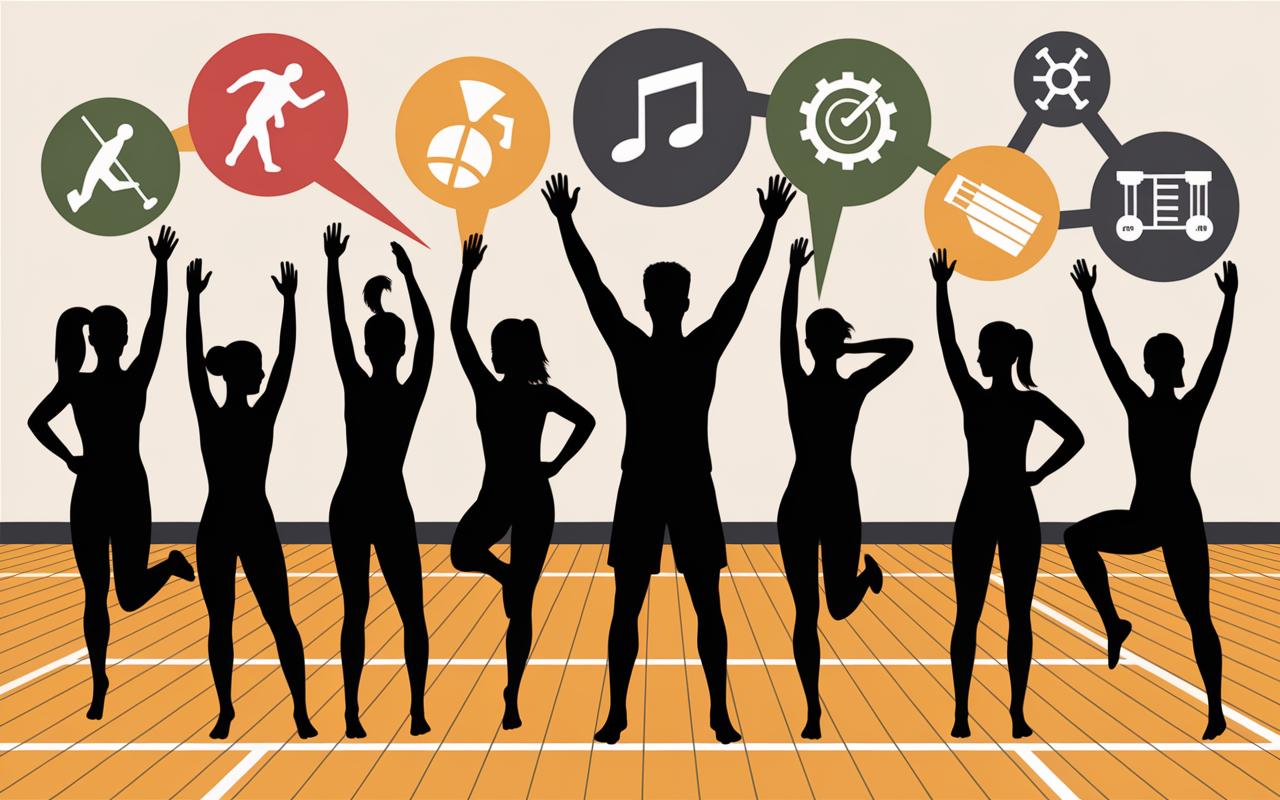Illustration warm up échauffement sport musique mécanique