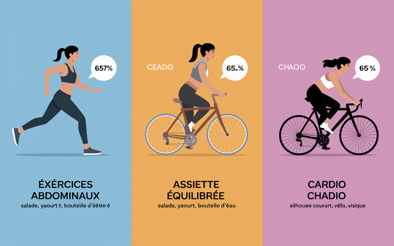 Infographie solutions abdos bas du ventre exercice nutrition cardio
