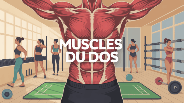illustration dos femme groupes musculaires haltères tapis