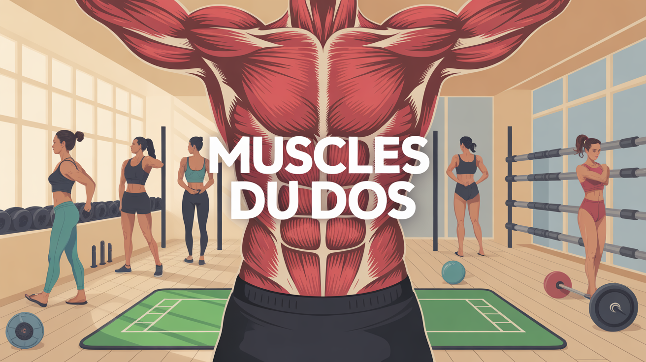 illustration dos femme groupes musculaires haltères tapis