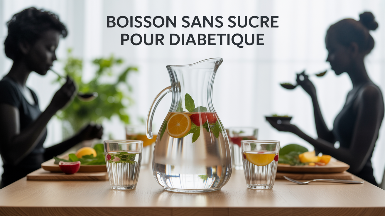 Carafe et verres d'eau aromatisée sans sucre pour diabétique