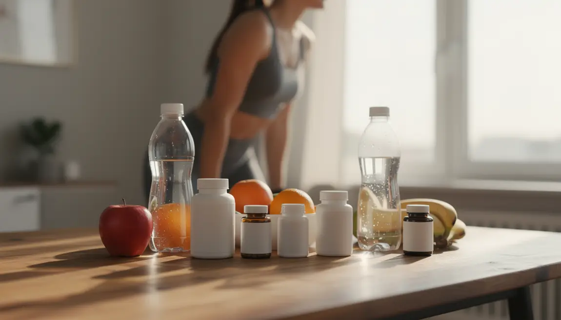 Flacons compléments alimentaires avec fruits et eau pour perte de poids