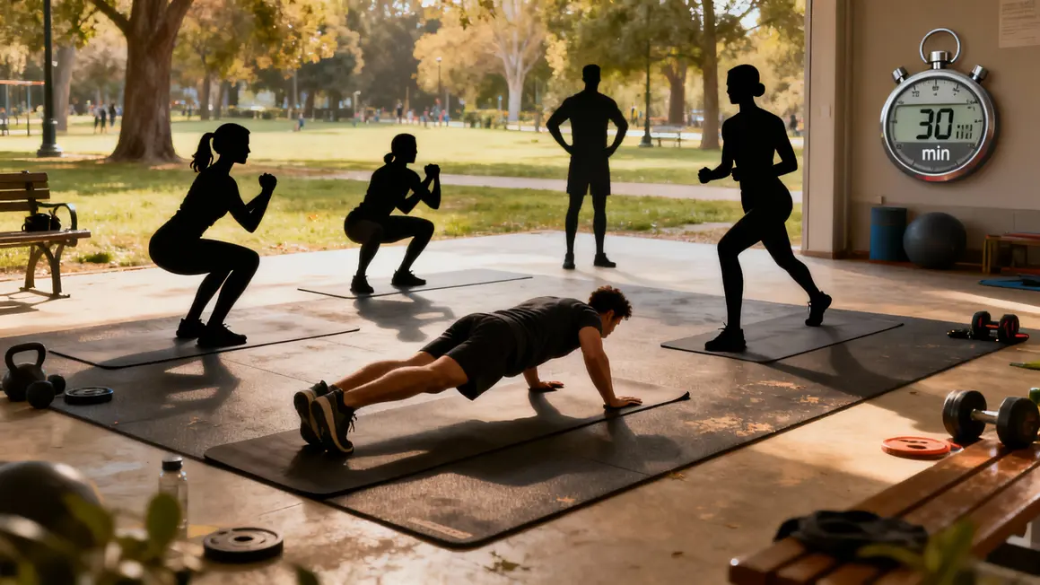 groupe fait circuit training exercices tapis