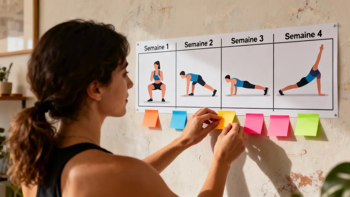Programme mural 4 semaines fitness cross training suivi journal