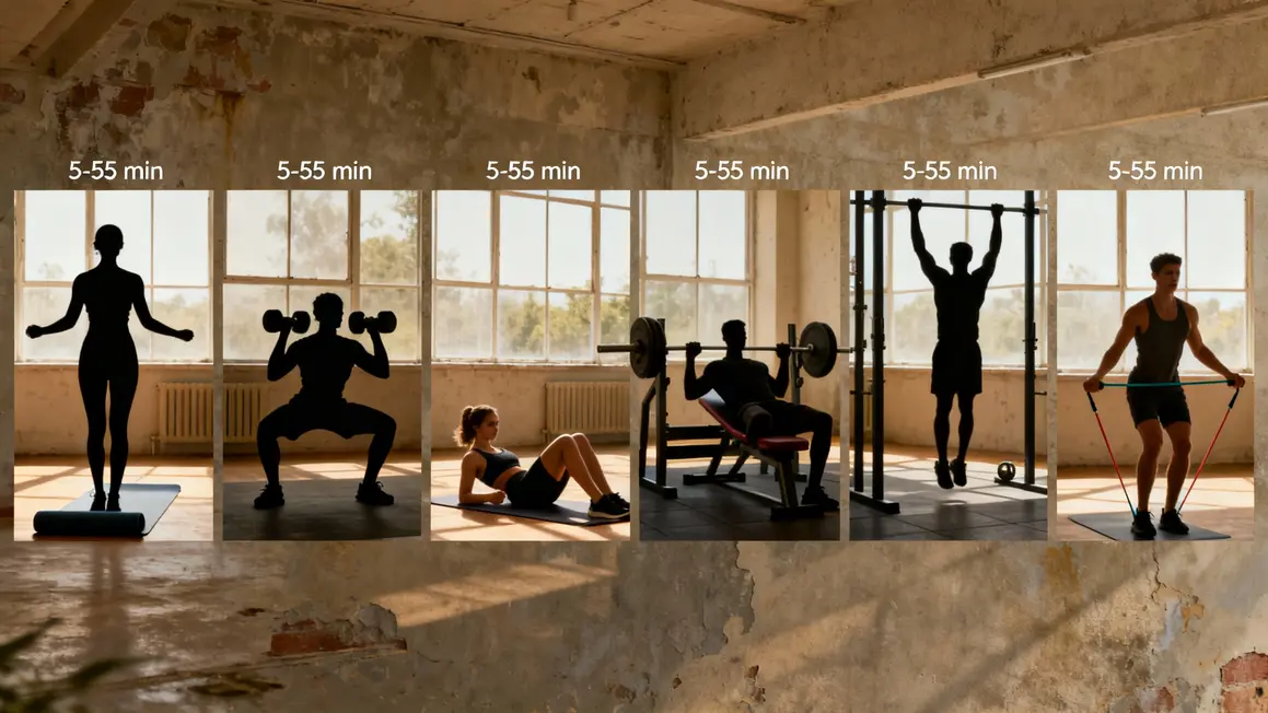Vignettes exercices BodyPump de l'échauffement aux étirements