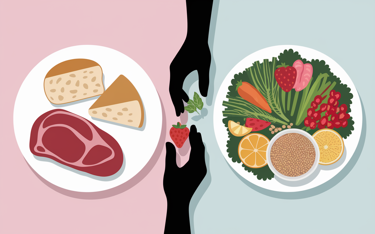 Assiette aliments acides et options alcalines