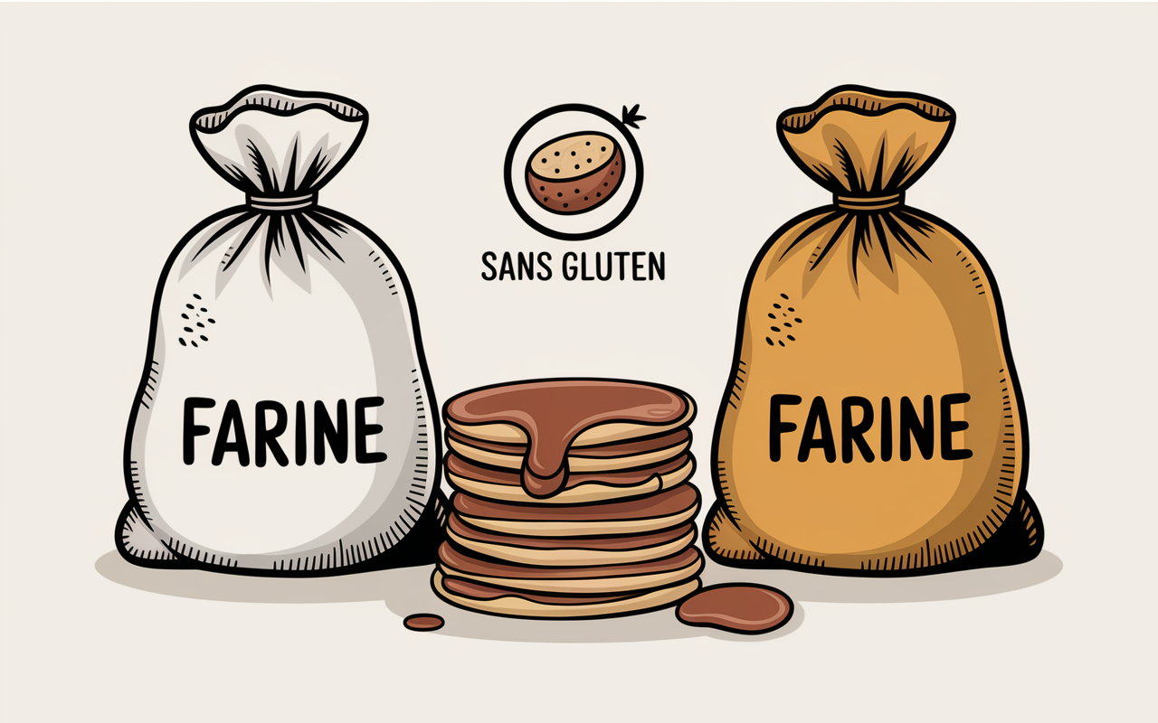 sacs de farine patate douce et standard avec pancakes et indice glycemique