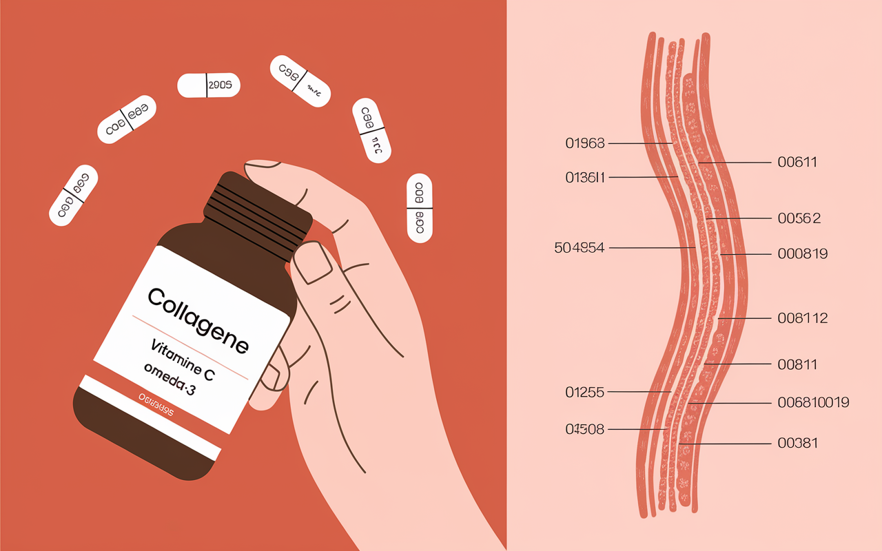 main flacon collagène vitamine C oméga-3 tendon regeneration