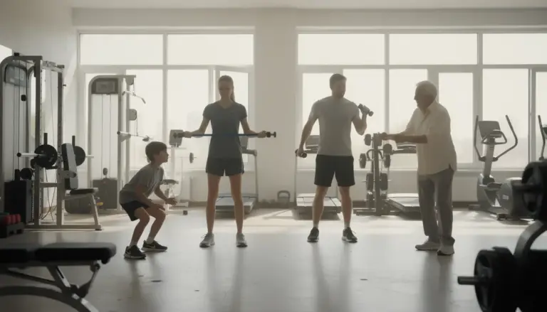 groupe tous âges musculation salle sport exercices simples