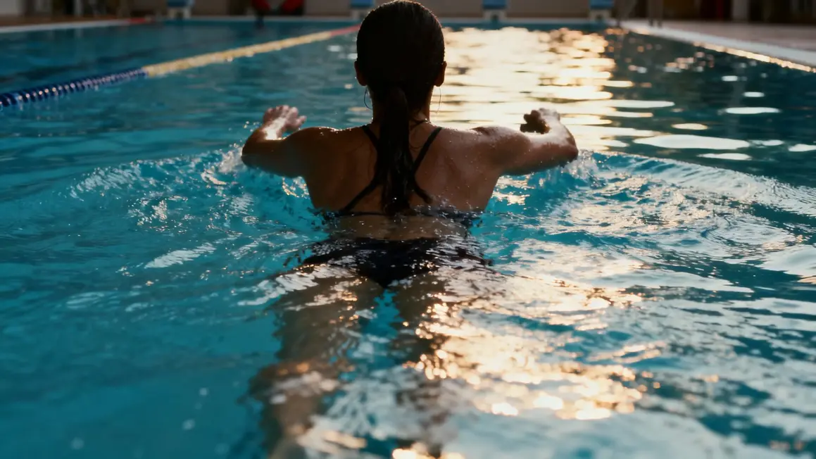 femme piscine nage abdominaux sculptés