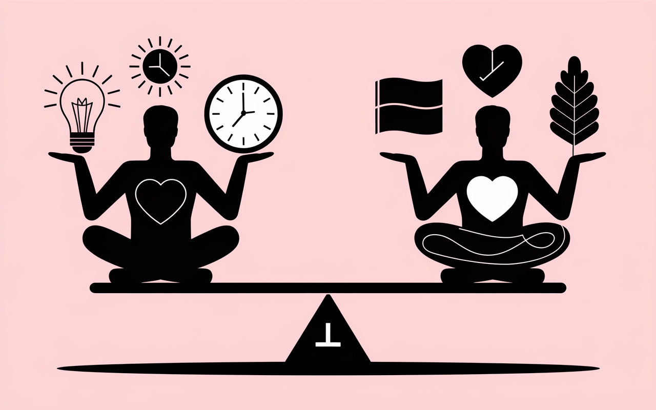 Silhouette stress balance cortisol bien-être flèche descendante