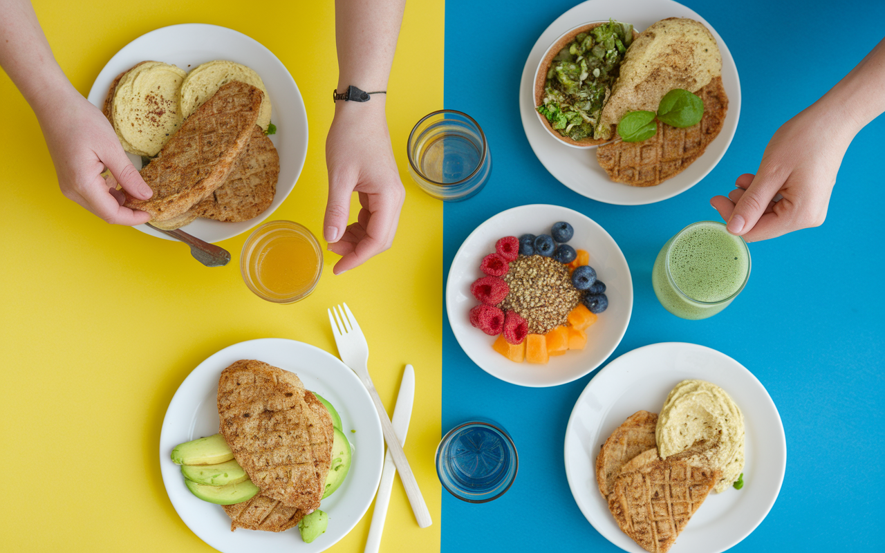 Galette de son d avoine brunch avocat fruits hummus