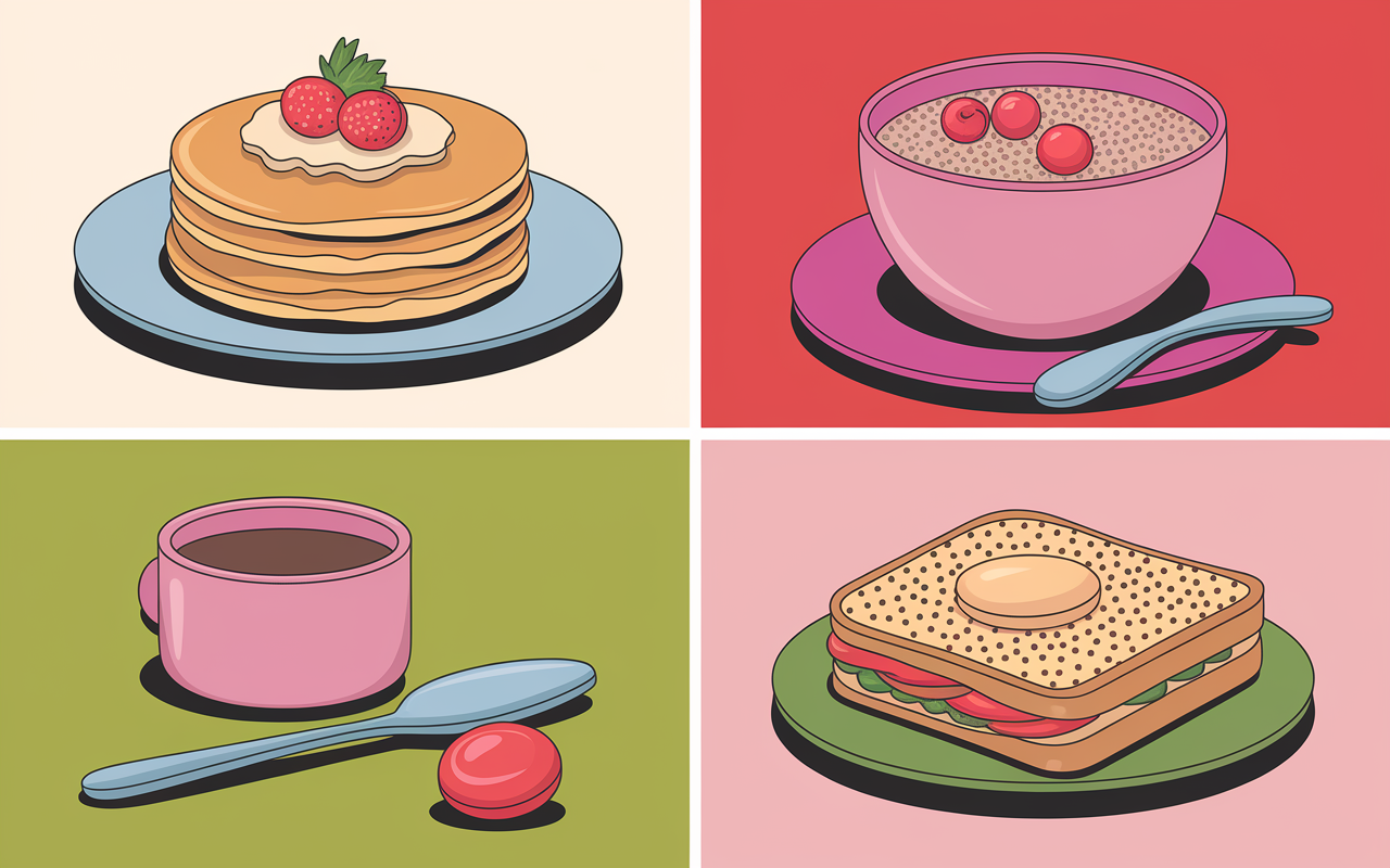 Pancakes et pudding chia avec pâte à tartiner protéinée