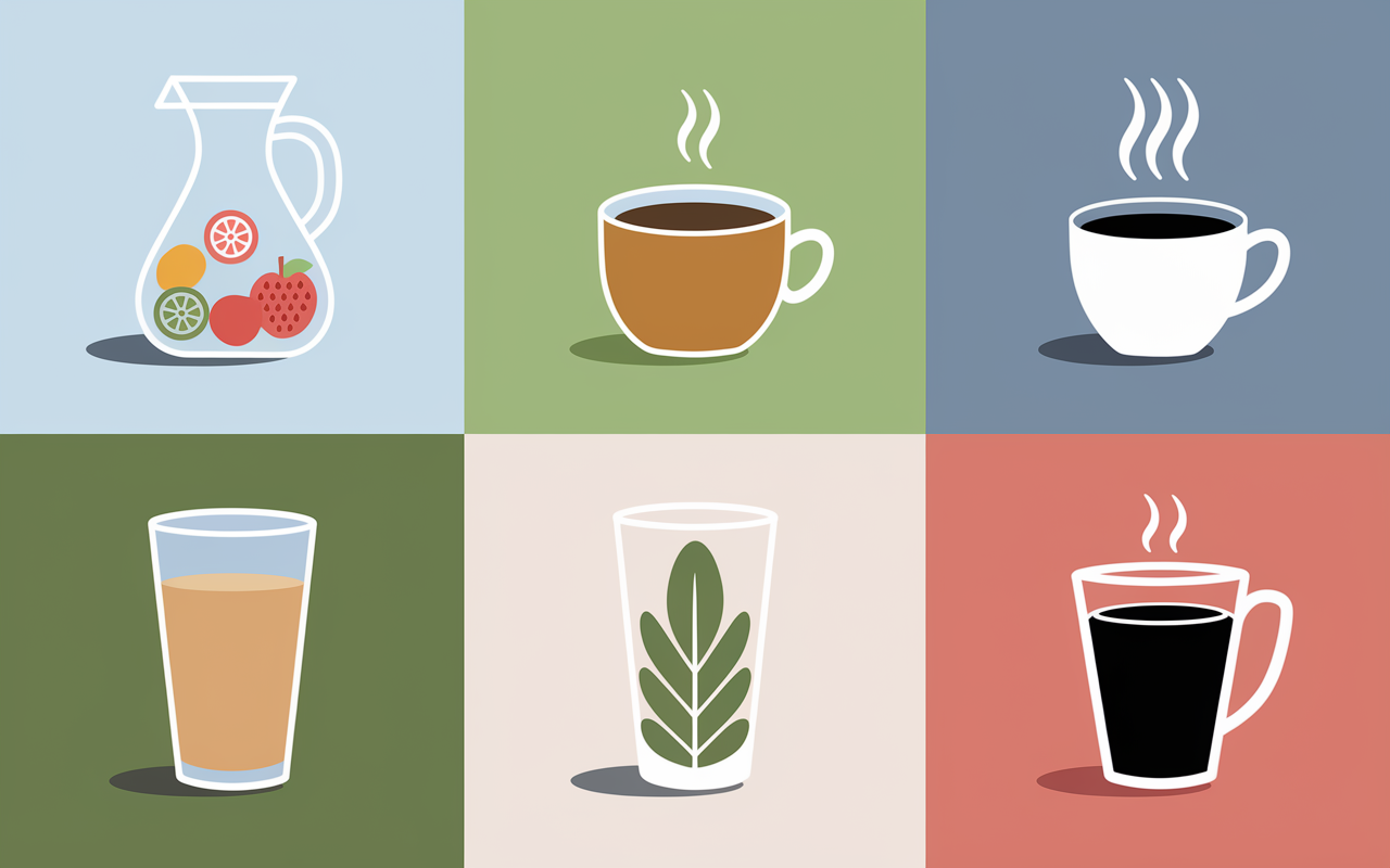 Sélection de boissons sans sucre pour diabétique eau thé lait café