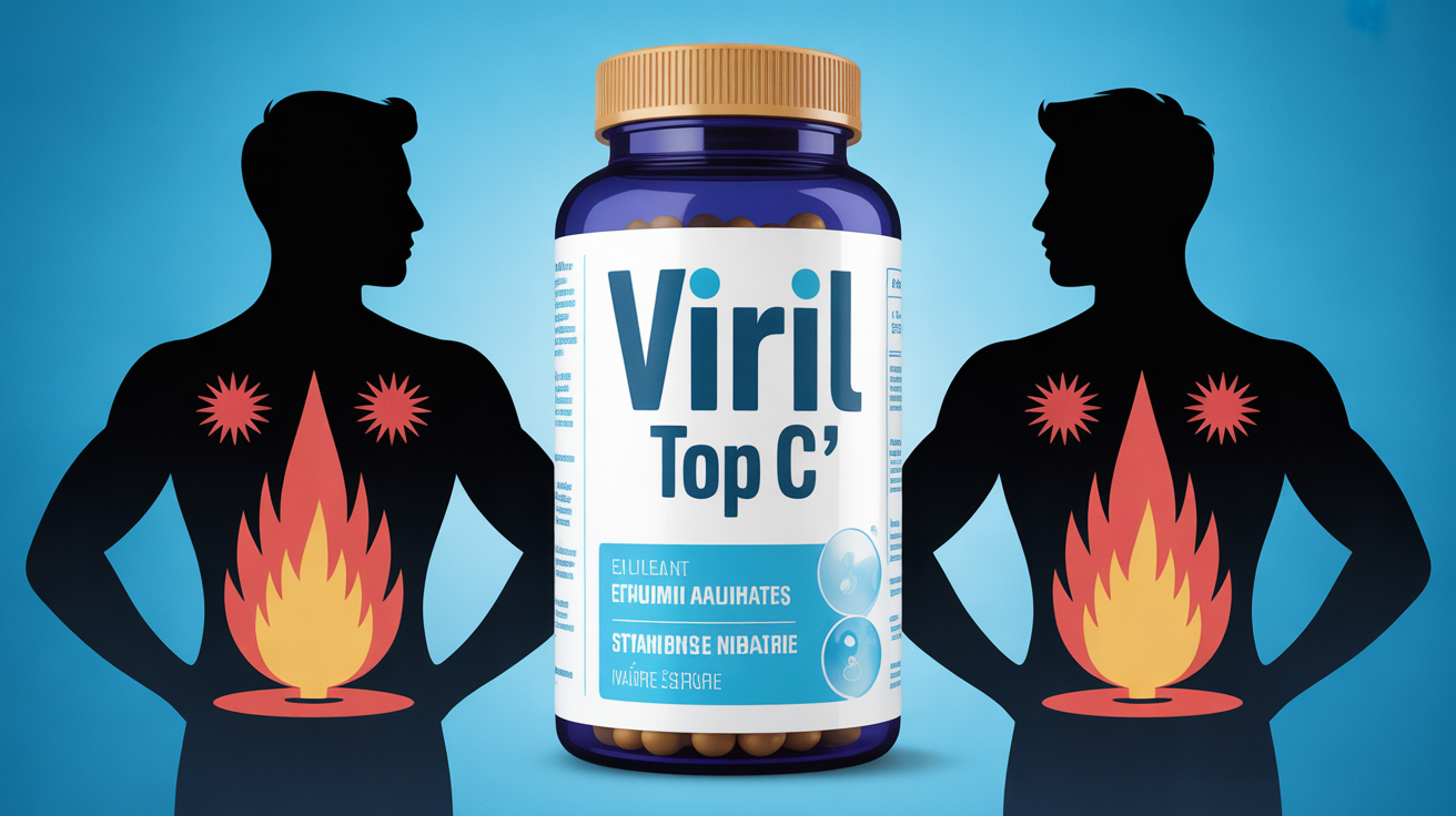 Viril Top C sur fond bleu, symbole vitalité homme