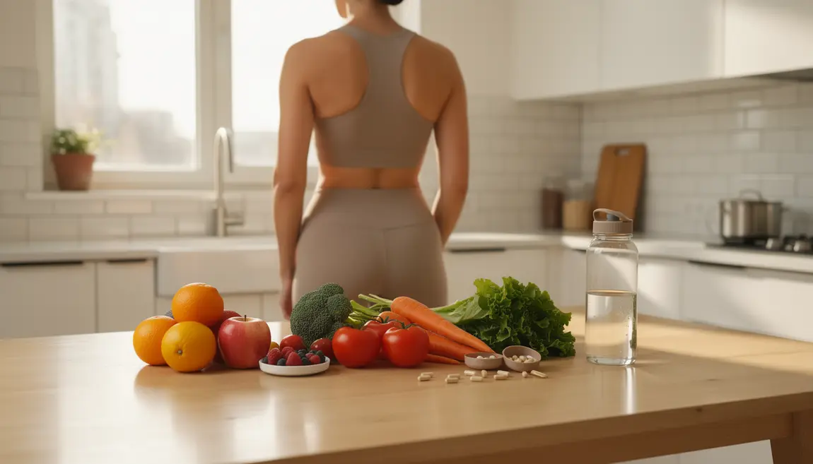 Silhouette dos sport table fruits légumes capsules brûleurs de graisse
