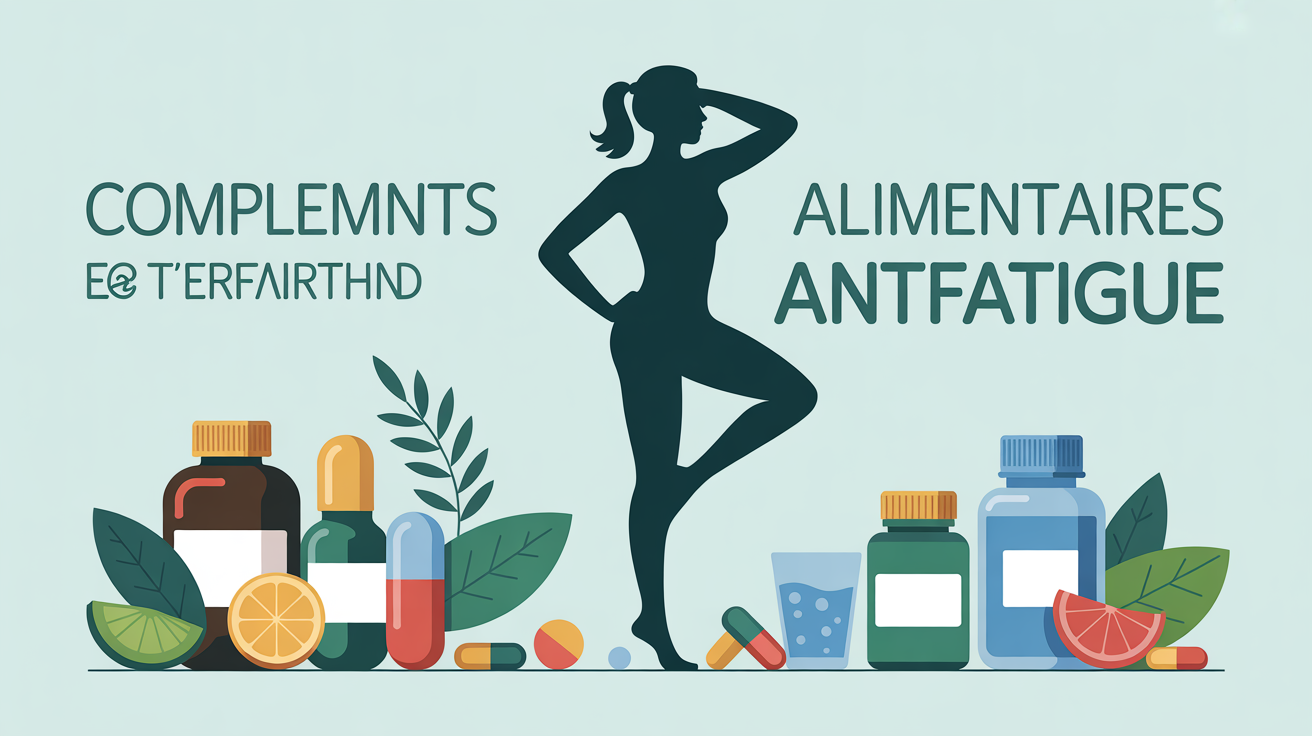 femme sur balance entourée de complements anti-fatigue