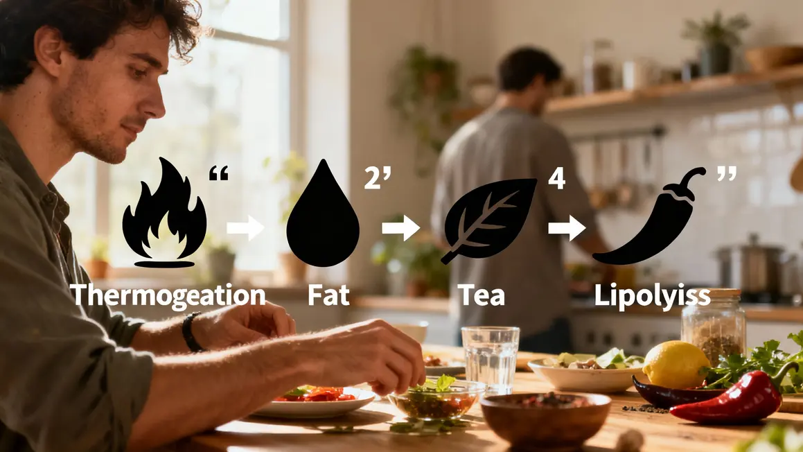 Infographie thermogenèse lipolyse pictogrammes brûleurs de graisse