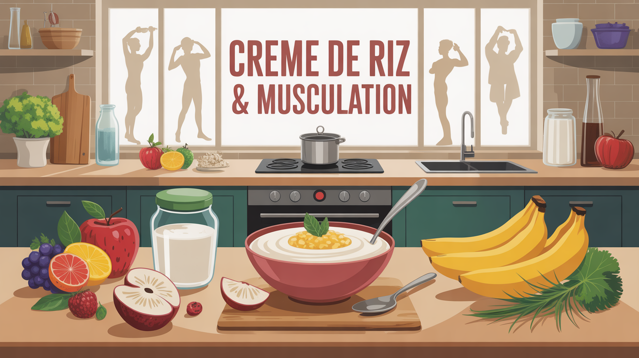Recette creme de riz musculation vue de dessus table moderne