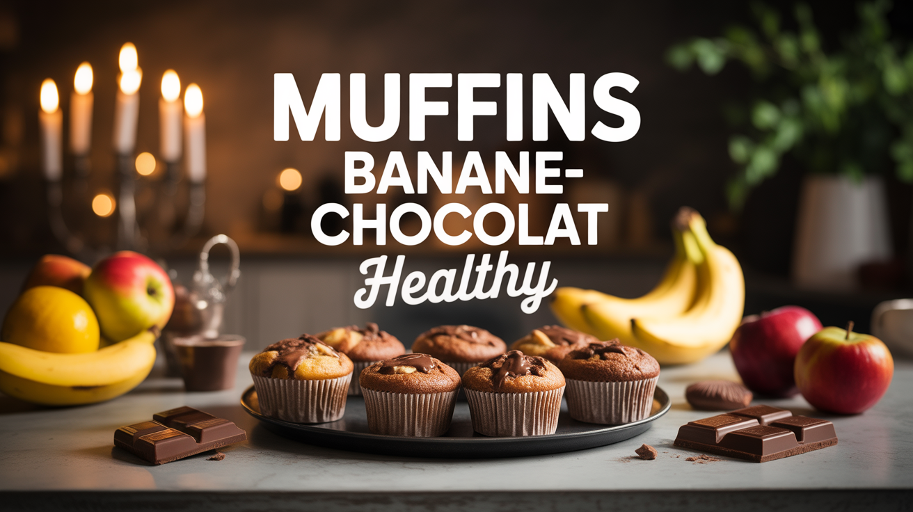 Plat convivial de muffins banane chocolat healthy