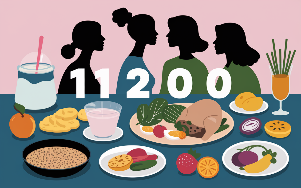 regime 1200 calories menu plats table silhouettes