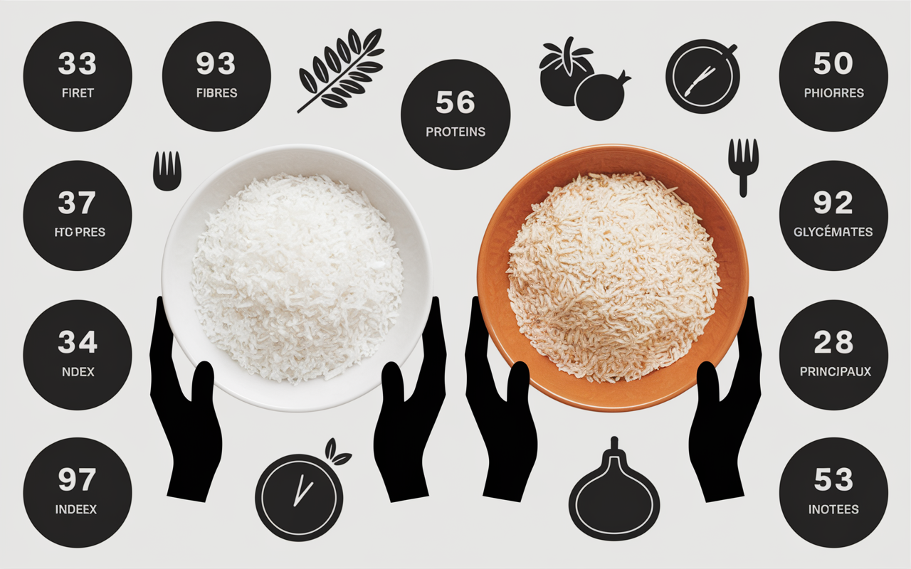 riz complet ou riz blanc differences tableaux nutrition