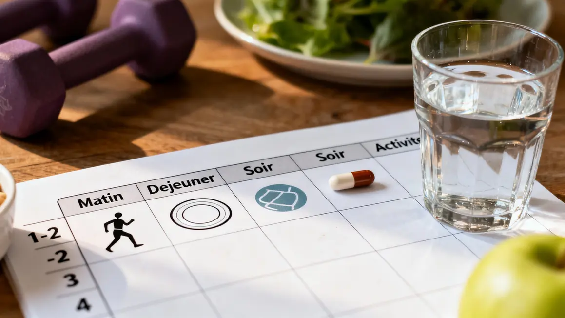 Tableau hebdo brûleurs graisse activités repas capsule eau