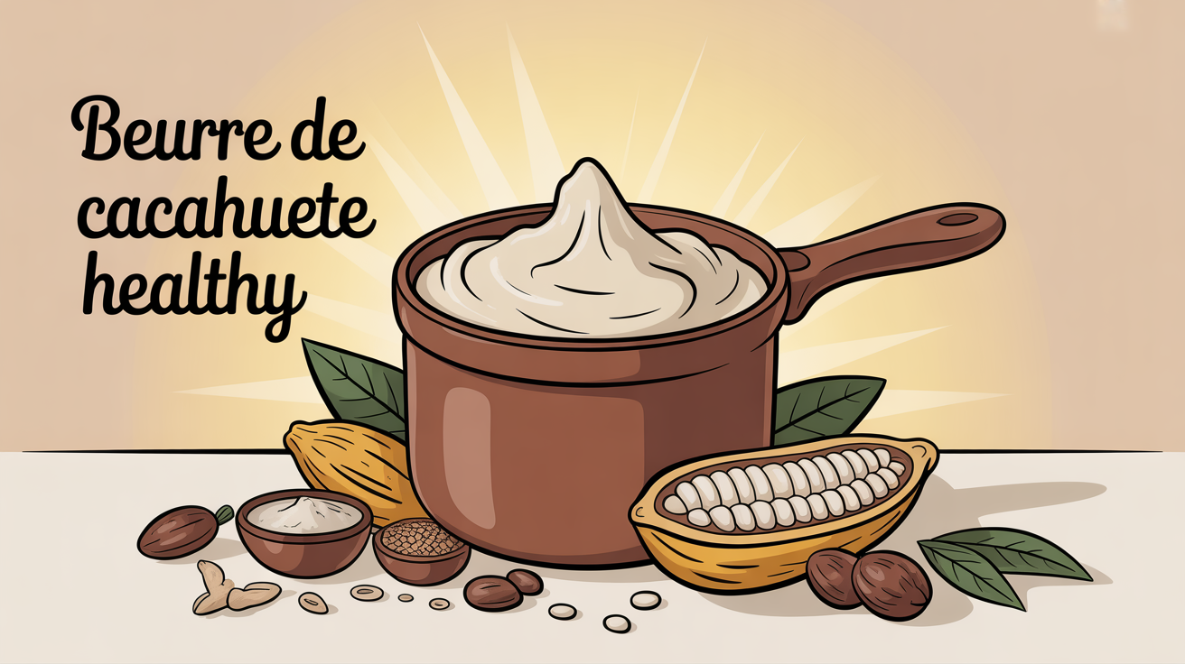 pot de beurre de cacahuète healthy entouré de cacahuètes