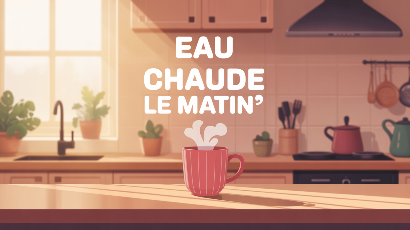 tasse de vapeur d eau chaud le matin sur table minimaliste