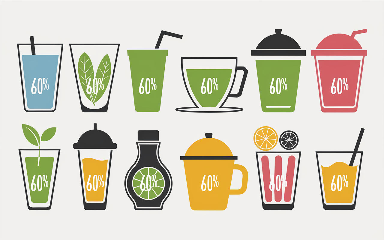 Comparatif boissons pour perdre du ventre verres alignés