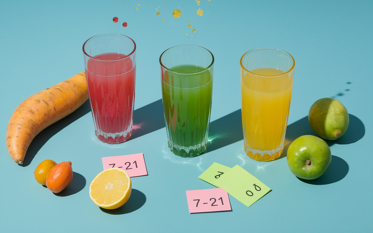 trois verres de jus detox pour le foie avec ingrédients