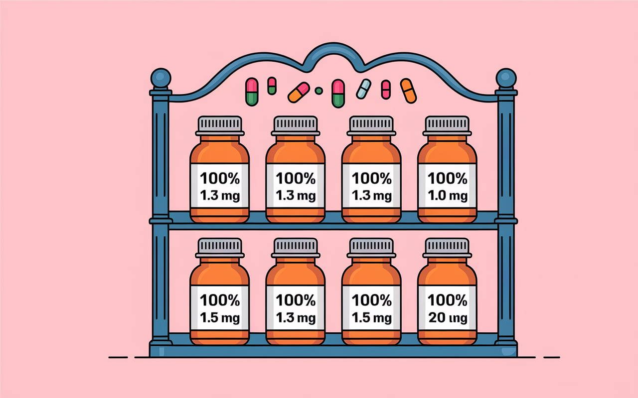 contenu multi vitamines et mineraux flacons schema
