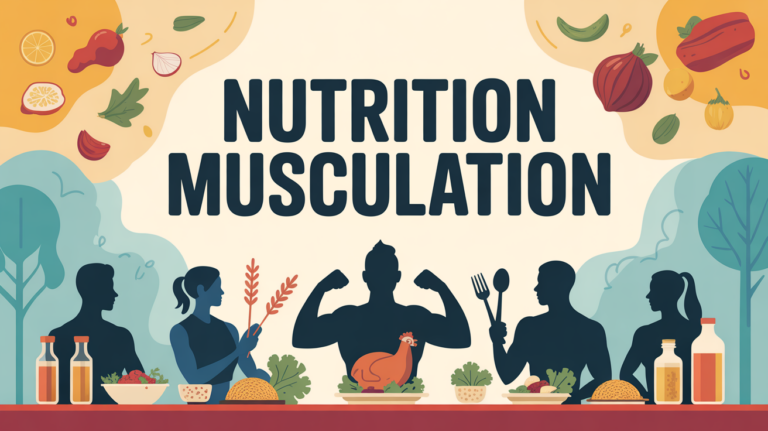 Visuel nutrition pour la musculation avec sportifs et aliments