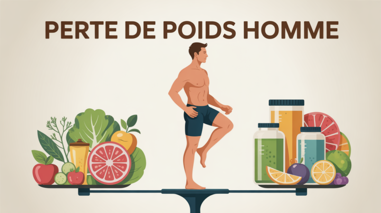 perte de poids homme illustration silhouette aliments