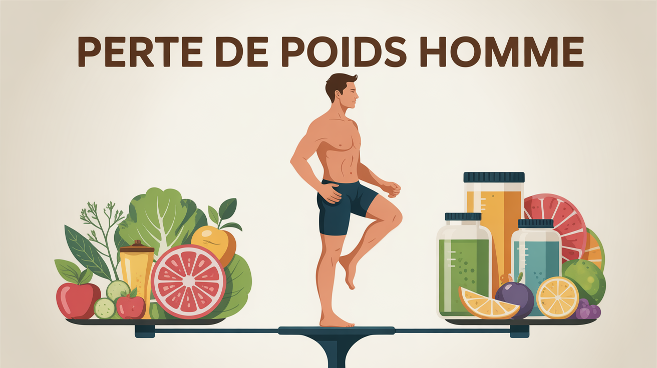 perte de poids homme illustration silhouette aliments