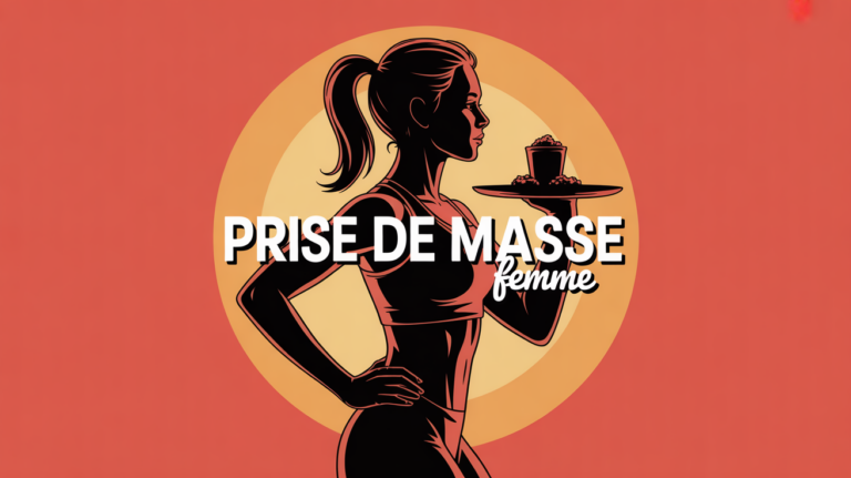 Prise de masse femme silhouette haltères et assiette