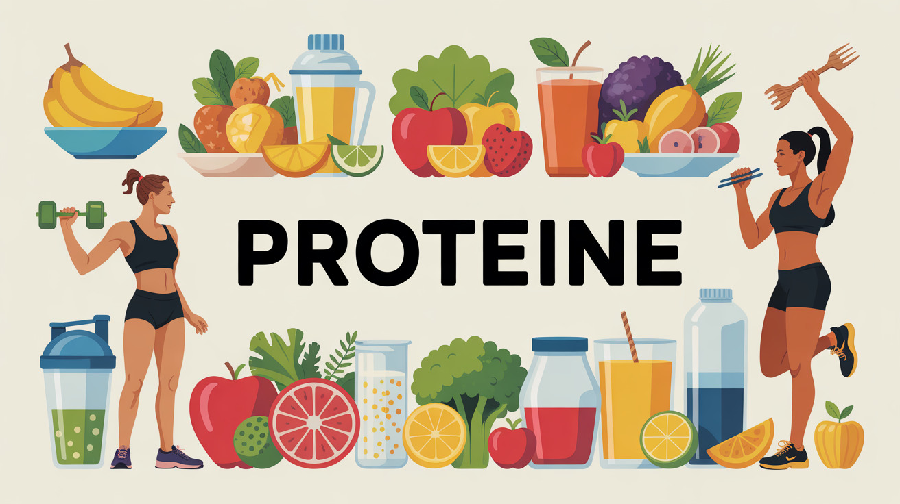 tableau stylisé sources proteine silhouettes sportives texte quand prendre la proteine