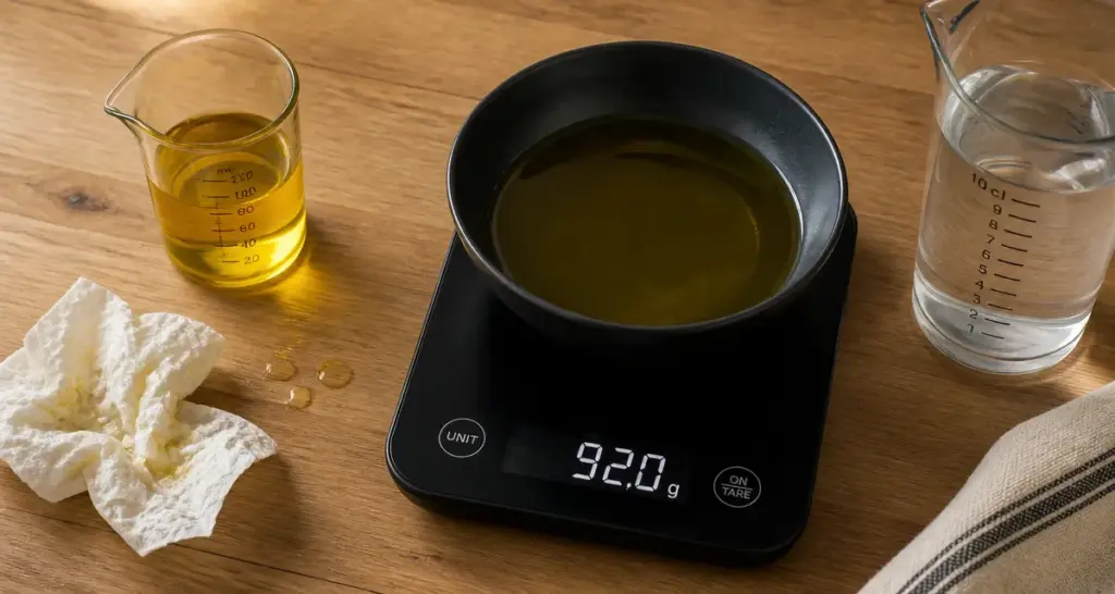 10cl d huile en gramme : 0,92 pour doser