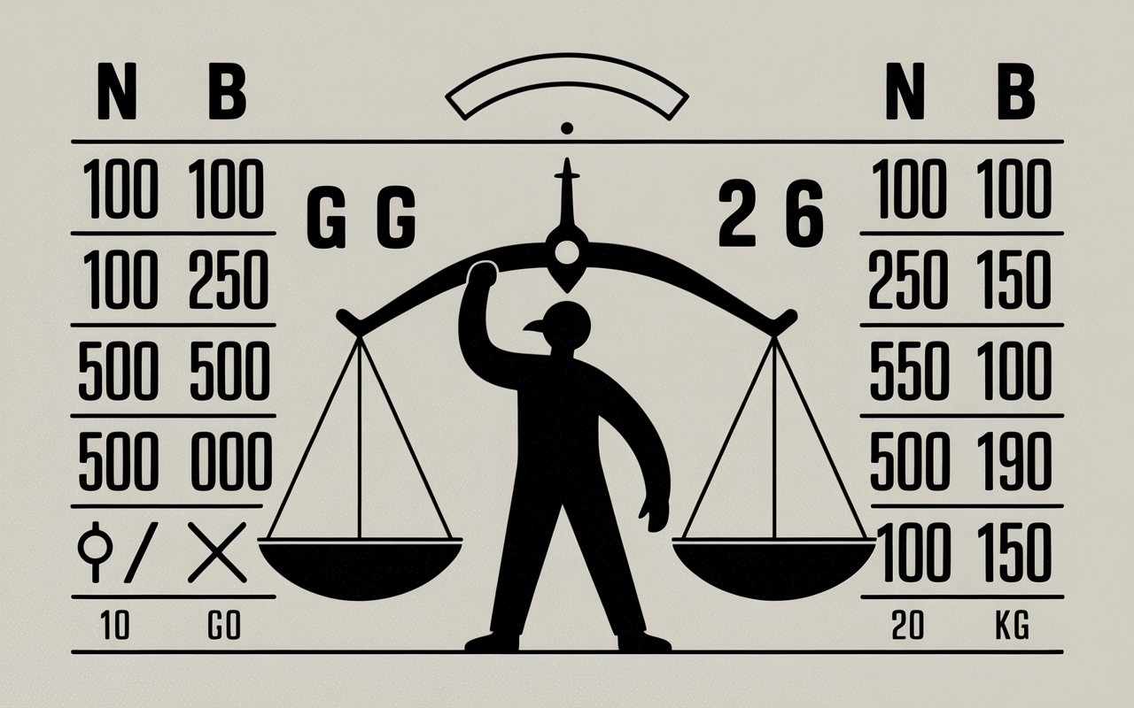 conversion gramme en kilos chiffres et balance