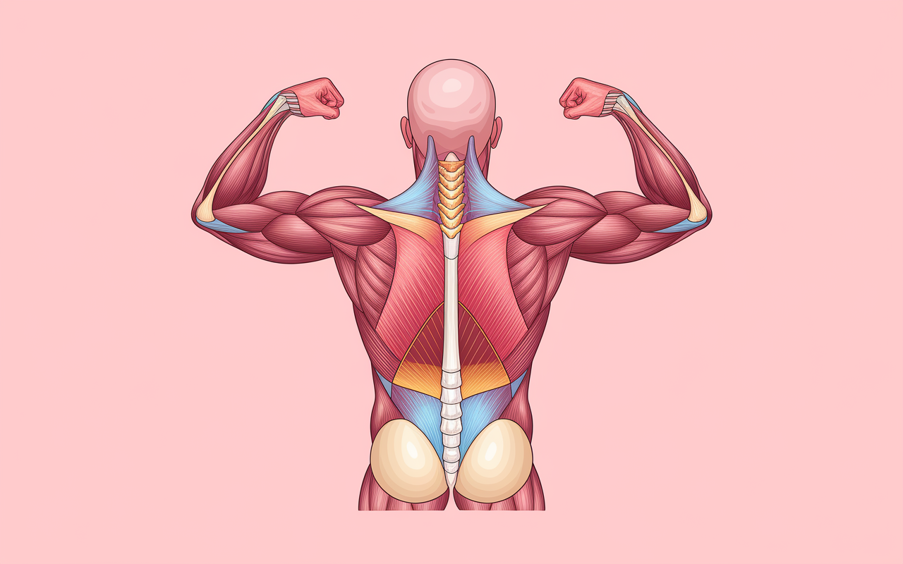 Schéma muscles dos musculation colorés