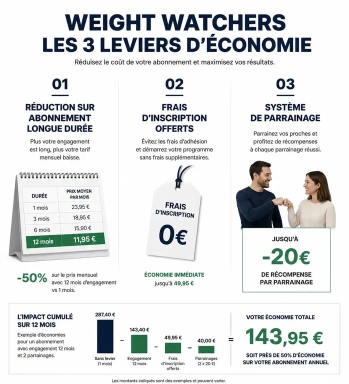 Infographie des astuces pour économiser avec un code promo Weight Watchers