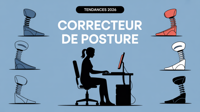 Illustration meilleur correcteur de posture devant ordinateur tendances 2026