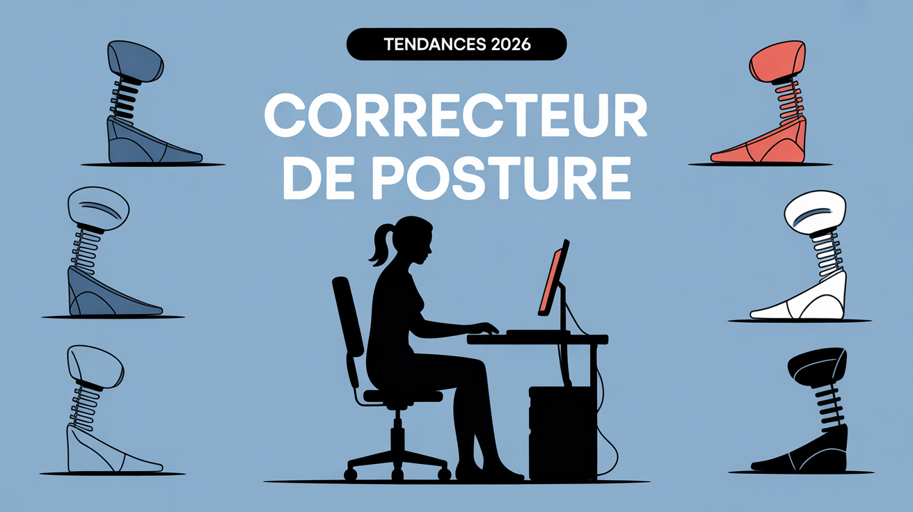 Illustration meilleur correcteur de posture devant ordinateur tendances 2026